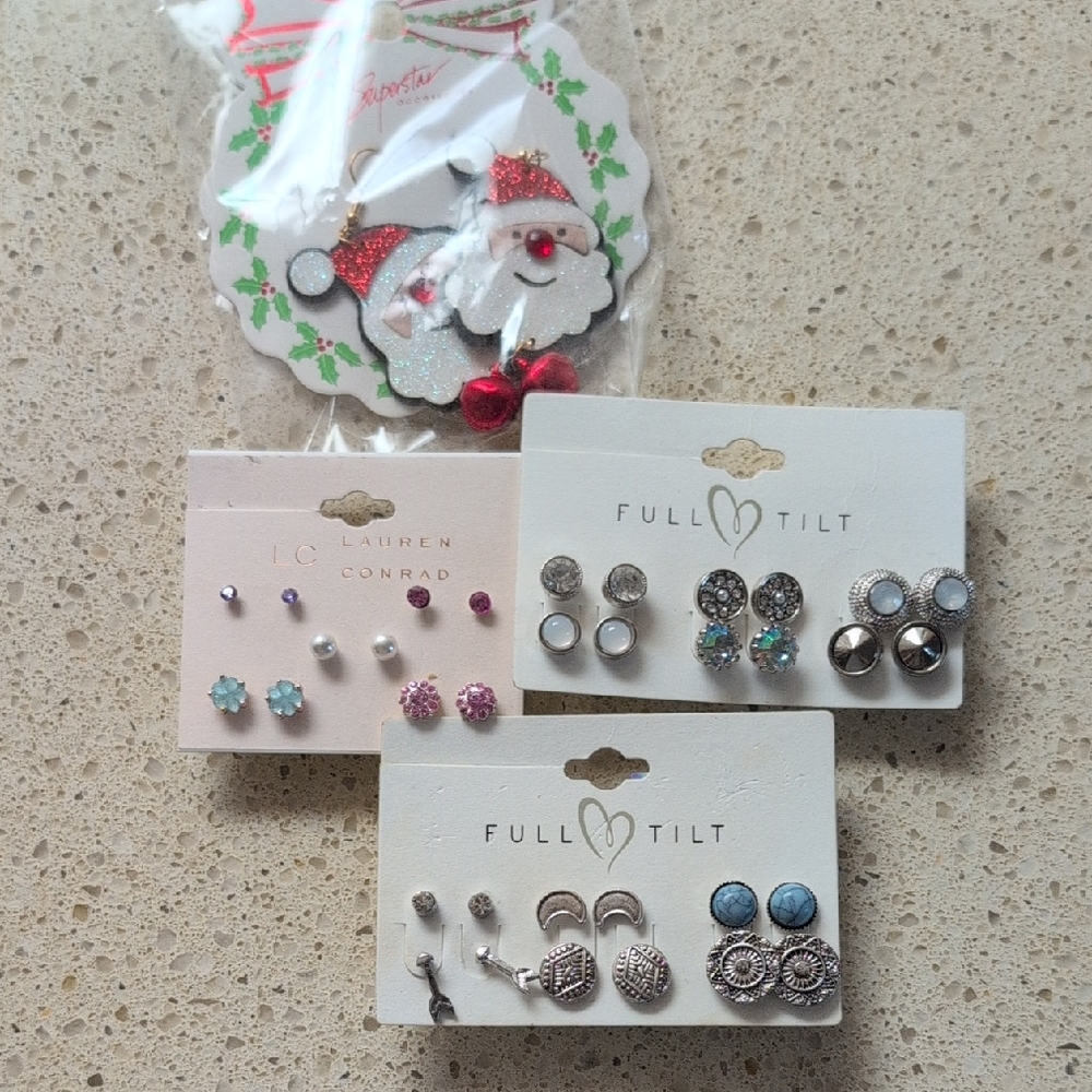 LC Lauren Conrad Pink and Blue Earrings Set
